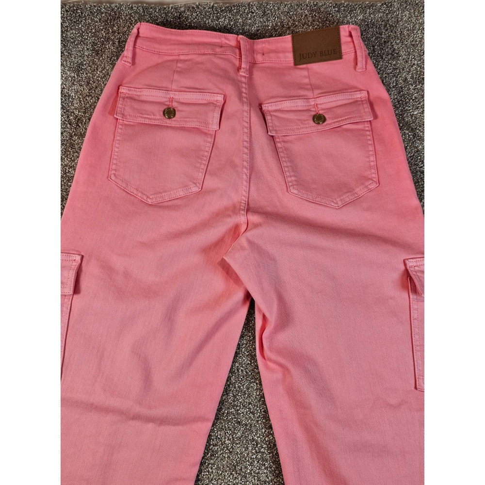 Judy Blue Pink Garment Dyed Cargo Straight Leg Jeans Womens 5/27 JB88837 C - Picture 8 of 15